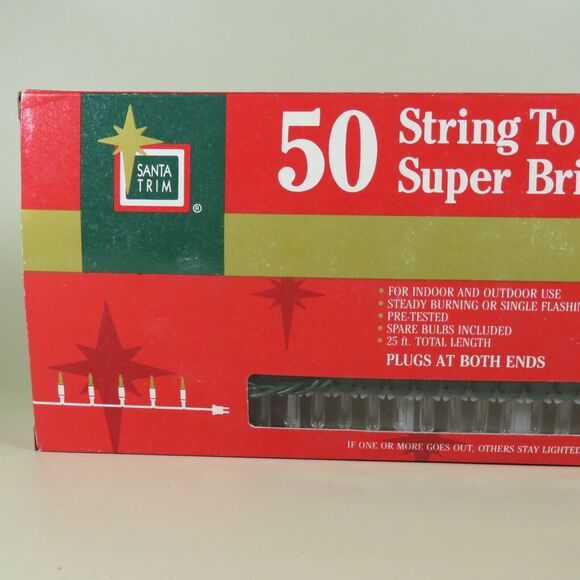 Vintage Christmas String Lights Santa Trim Clear 50 Super Bright Holiday Decor - Picture 2 of 12
